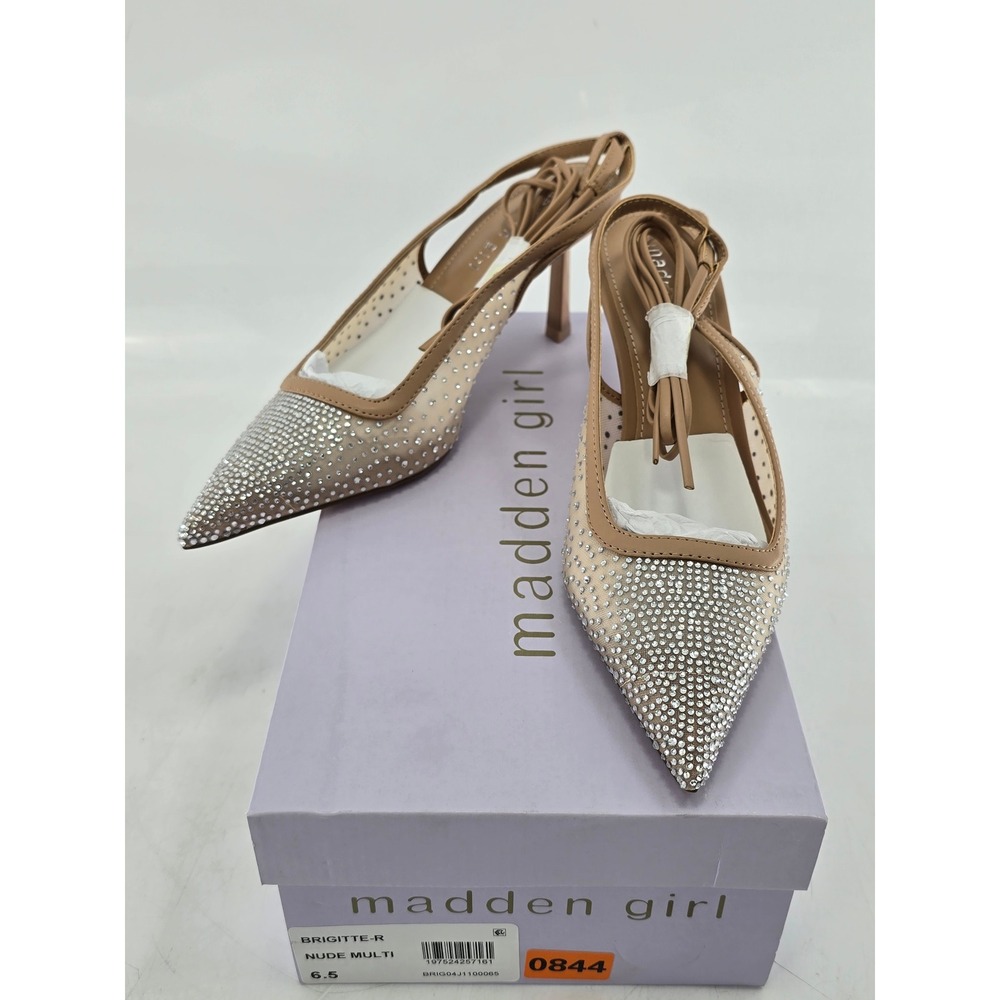 Madden Girl Brigitte-R Pump Women 6.5 Nude‎ Multi Mesh Rhinestone - New